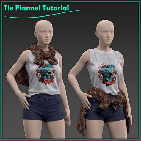 waist and shoulder tie flannel tutorial, Sahar khazeni on ArtStation at https://www.artstation.com/artwork/WXKgKD Flannel Tied, Tie Flannel, Make Clothes, Marvelous Designer, Street Outfit, The Clothes, The Shape, The Help, Real Life