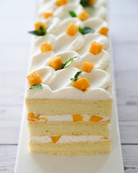 Coconut Mango Chiffon Cake — Jasma Fusion Cuisine Mango Chiffon Cake, Asian Cake, Mango Dessert, Mango Cake, Mango Recipes, Chiffon Cake, Fun Baking Recipes, Creative Cakes, Let Them Eat Cake