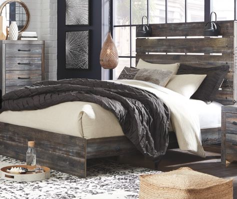 Drystan Bedroom, Bookcase Headboard, Queen Panel Beds, Cama Queen, Barn Board, Queen Comforter Sets, Panel Headboard, Metal Bed Frame, Dream Apartment