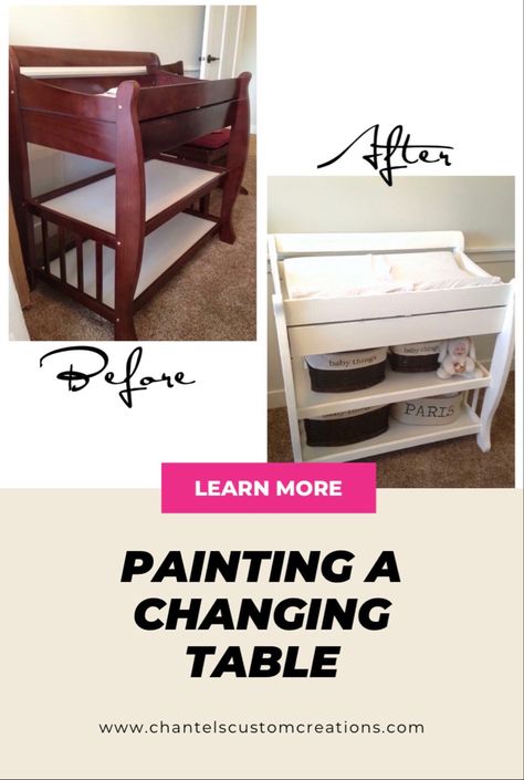 Painting Changing Table, Changing Table Makeover Ideas, Changing Table Redo, Changing Table Makeover, Changing Table Tray, Changing Table Girl, Diy Changing Table, Rustoleum Metallic, Best Spray Paint