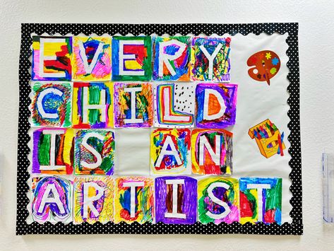 Every Child Is An Artist bulletin board inspo #preschool #crafts #teacher Art Project Bulletin Boards, Student Artwork Bulletin Board, Every Child Is An Artist Bulletin Board, Every Child Is An Artist Display, Artist Of The Month Bulletin Board, Preschool Art Bulletin Board, Artist Bulletin Board, Art Expectations, Art Bulletin Board Ideas