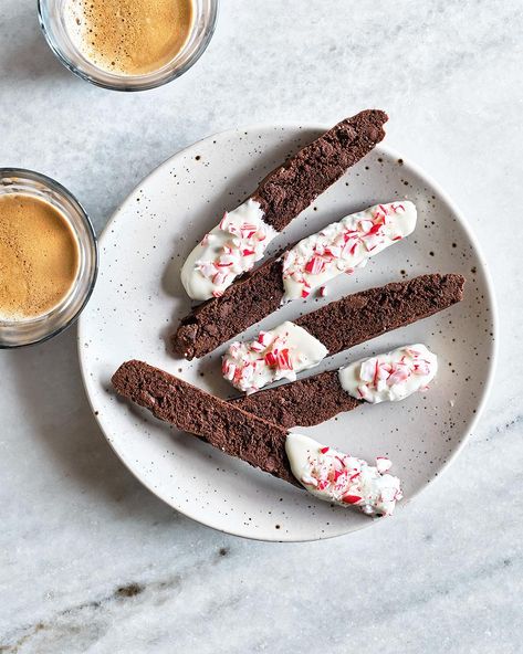 Chocolate Peppermint Biscotti Recipe | Crate & Barrel Chocolate Peppermint Biscotti Recipe, Chocolate Peppermint Biscotti, Peppermint Biscotti, Cookie Perfection, White Salad, Warm Minimalism, Biscotti Cookies, Biscotti Recipe, Bar Recipes