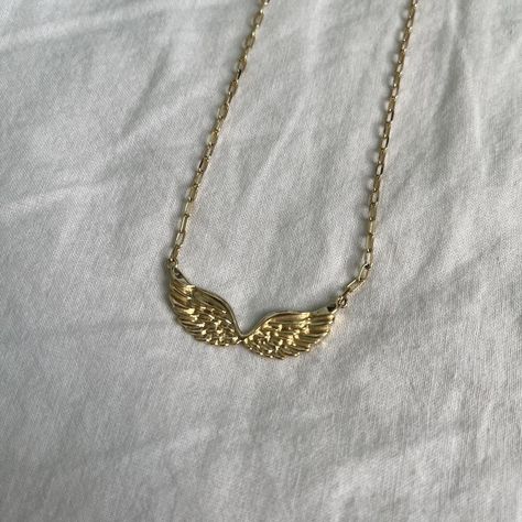 Gold angel wings necklace - thick layer of gold... - Depop Jewellery Stack, Angel Wings Necklace, Wings Necklace, Gold Angel Wings, Angel Wing Necklace, Gold Angel, Wing Necklace, Gold Jewelry Necklace, Stacked Jewelry