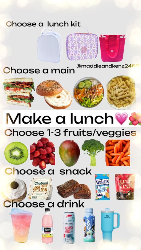 @maddieandkenz2468 #followbacks #fyp #preppy #makemefamous #lunch Preppy Lunch, Quick School Lunches, Homemade School Lunches, Lunch Ideas Healthy, Easy School Lunches, School Lunch Recipes, Lunch Kit, Lunch Recipes Healthy, Sweet Snacks Recipes