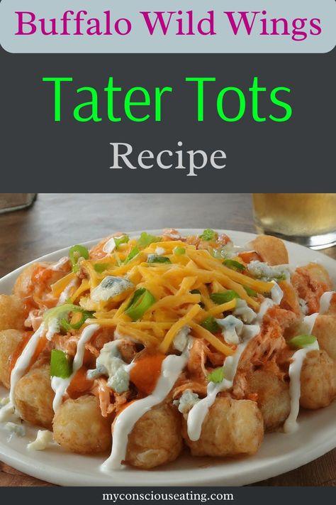 Tater tots on a dinner plate Crispy Potato Bites, Fried Mushroom Recipes, Vegan Cheese Substitute, Wings Recipes, Tater Tot Recipes, Potato Tots, Spicy Wings, Buffalo Wild, Buffalo Wild Wings