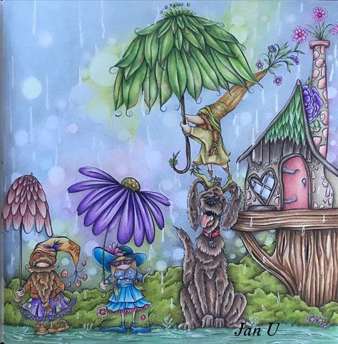 Gnomes In The Neighborhood Coloring Book, Gnomes In The Neighborhood, Prismacolor Combinations, Denyse Klette, Gnomes Book, Animorphia Coloring Book, Animorphia Coloring, Mermaid Fairy, Coloring Inspiration