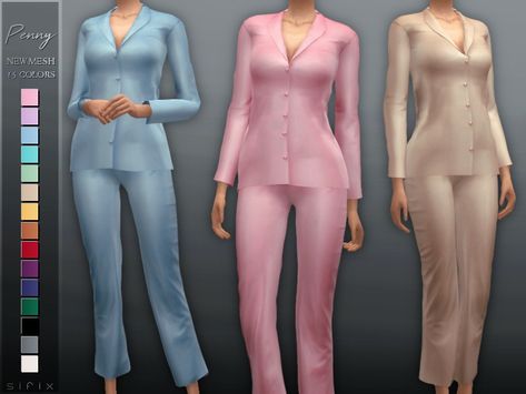 The Sims Resource - Penny Pajamas Off Shoulder Gown, Pink Pajamas, Best Sims, Sims 4 Clothing, The Sims4, Sims 4 Cc, Maxis Match, Girls Pajamas, The Sims Resource