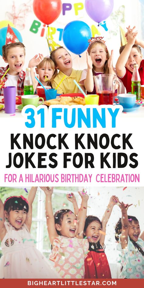 Get ready for non-stop giggles with these knock knock jokes funny and absolutely hilarious for kids! These kid-friendly jokes will keep everyone entertained, making them the perfect addition to any birthday celebration. From classic jokes to modern twists, you’ll have everyone laughing. These jokes will become your go-to for fun at every party! Funny Knock Knock Jokes, Kids Jokes Funny Hilarious, Kid Jokes Funny, Best Jokes, Jokes Funny Can't Stop Laughing. Kids Jokes Funny Hilarious, Kid Jokes Funny, Birthday Jokes For Kids, Jokes Funny Can't Stop Laughing, Knock Knock Jokes Funny, Kid Friendly Jokes, Funny Knock Knock Jokes, Jokes Kids, Kid Jokes