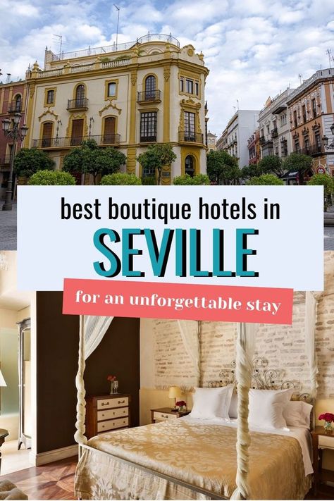 Looking for a unique place to stay in Seville? This guide showcases charming boutique hotels perfect for adding a touch of elegance to your Andalucian escape | Hotels In Spain | Andalusia Travel | Spain Hotels | Best Boutique Hotels | Andalusia Spain | Trip To Spain | Spain Travel Guide | Southern Spain | Spain Vacation | Seville Spain Seville Spain Travel, Seville Hotel, Spain Destinations, Unique Stays, Spain Hotels, Sevilla Spain, Spain Trip, Spain Travel Guide, Best Boutique Hotels