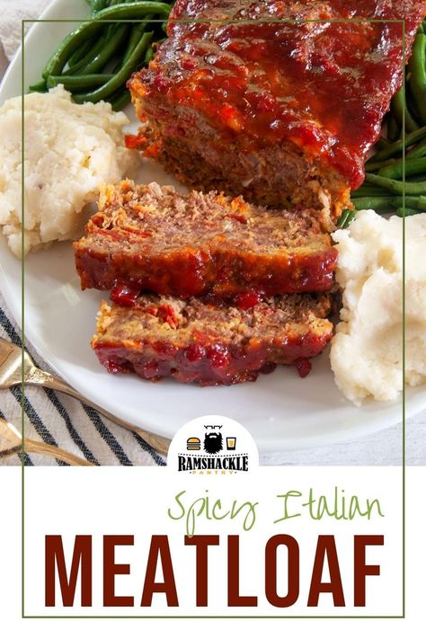 This is a simple and flavorful twist on the traditional meatloaf. Our Spicy Italian Meatloaf recipe is easy to make and great for an easy meal that will make everybody happy. Ready in just over an hour, this marks all the comfort food checkboxes. Meatloaf With Sausage, Italian Sausage Meatloaf, Easy Italian Meatloaf, Spicy Meatloaf, Sausage Meatloaf, Italian Meatloaf Recipes, Traditional Meatloaf, Italian Meatloaf, Beef Meatloaf