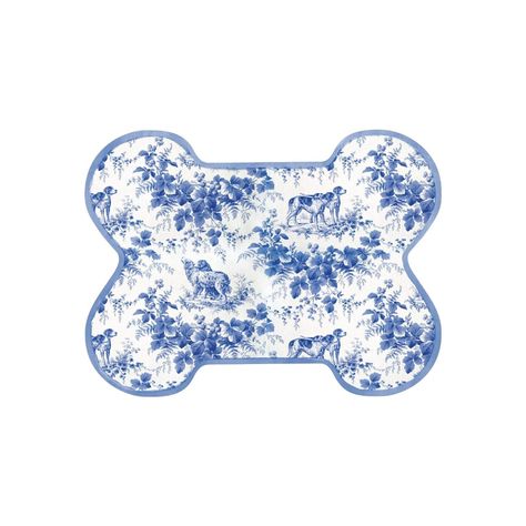 Founded in 1947 as a luxury greeting card company, 75 years later, the brand is known the world over for its high-end reproductions of established artists on the tabletop items, stationery, and homewares that speak to sophisticated taste and unmatched quality. The Dog Toile Die-Cut Pet Bowl Mat in Blue is crafted in their Connecticut bindery—which incorporates the same artisanal skills used in centuries past to create beautiful and high-quality handmade goods—and is a practical home accent that Dog Bowl Mat, Dog Food Mat, Toile Pattern, Fancy Dog, Camo Baby Stuff, Food Mat, Grey Dog, Dog Bowl, Dog Mat