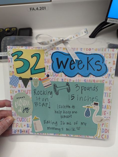 Nicu Board Ideas, Nicu Milestone Crafts, 1 Month Old Nicu Craft, Nicu Hospital Room Decorations Diy, Nicu Nurse Crafts, Cute Nicu Crafts, One Month Nicu Craft, Nicu Crafts Ideas, Nicu Footprint Craft