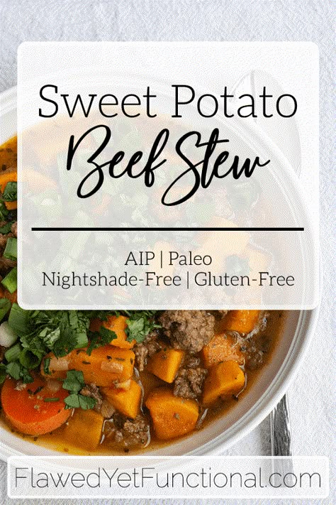 Aip Beef Stew, Sweet Potato Beef Stew, Ra Diet, Aip Dinner, Nightshade Free Recipes, Aip Meals, Paleo Soup, Healthy Paleo Recipes, Paleo Beef