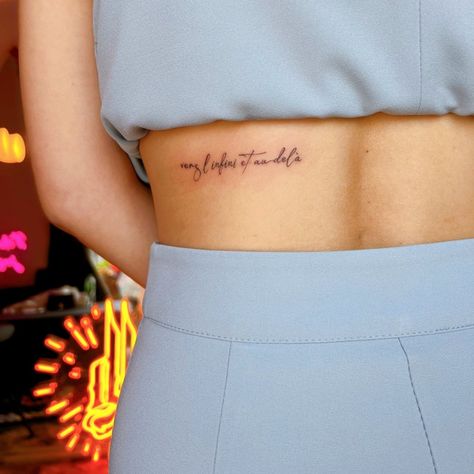 Minimal French Words Tattoo To Infinity And Beyond Tattoo, Infinity And Beyond Tattoo, Beyond Tattoo, French Word Tattoos, Words Tattoo, French Words, Little Tattoos, To Infinity And Beyond, Word Tattoos