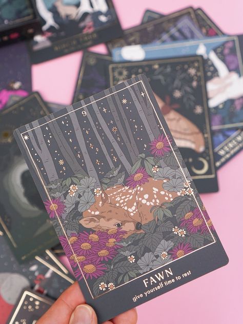 Buy Forest Tales Oracle Deck Moon Witch Series Online in India - Etsy Tarot Cards Aesthetic, Spirits Of The Forest, Tarot Aesthetic, Forest Spirits, Unique Tarot Decks, Witch Series, Animals Forest, Pendulum Board, Spirit Board