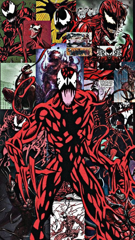 Marvel Carnage Comic Art, Carnage Wallpaper, Carnage Art, Spiderman Comic Covers, Venom Wallpaper, Spiderman Tattoo, Art Spiderman, Spiderman Comic Art, Batman Wall