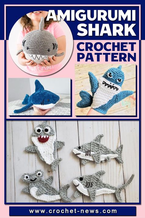 You have to admit that sharks are one of the most magnificent creatures on this planet. People are either afraid or absolutely fascinated by them.From 12 cuddly amigurumi sharks to 5 bonus shark-themed patterns including shark hat, blanket, applique, and more, you can find a few to fit any aspect of your life.Who said that sharks cannot be cute? This list definitely is!#crochetpattern #crohchetnews #crochetideas Crochet Shark Applique Pattern Free, Crochet Shark Applique, Crochet Shark Pattern Free, Crochet Shark Pattern, Shark Applique, Crocheted Shark Pattern, Shark Crochet, Shark Keychain, Amigurumi Shark