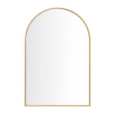 Medium Arched Gold Classic Accent Mirror (35 in. H x 24 in. W) Gold Arch Mirror, Interior Boho, New House Bathroom, Gold Mirror Wall, Elegant Mirrors, Master Bath Remodel, Hanging Candles, Arch Mirror, Redecorate Bedroom