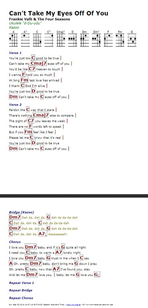 CAN'T TAKE MY EYES OFF OF YOU -- Frankie Valli & The Four Seasons Ukulele Songs Beginner, Learning Ukulele, Ukulele Chords Songs, Uke Songs, Frankie Valli, Great Song Lyrics, Ukulele Music, Guitar Chords For Songs, Guitar Chords And Lyrics