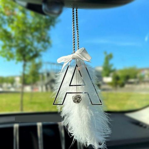 Car Charms Rear View Mirror, Special Letters, Car Rearview Mirror, Rear View Mirror Decor, Letter Decor, Personalized Car, Swarovski Stones, Car Personalization, Car Ornaments