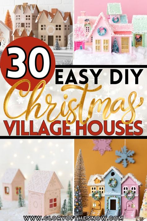 Painted Wooden Christmas Village Houses, Diy Mini Village, Free Paper House Templates, Diy Christmas Houses Village Wood, Christmas Birdhouses Ideas Diy, Christmas Houses Village Display Diy, How To Make A Christmas Village, Diy Painted Christmas Village Houses, Diy Village Houses