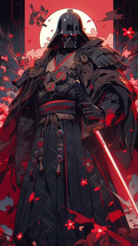 Darth Vader Samurai, Star Wars Tattoo Sleeve, Darth Vader Tattoo, Star Wars Bathroom, Fantasy Star, Samurai Wallpaper, Japanese Art Styles, Star Wars Concept Art, Star Wars Tattoo