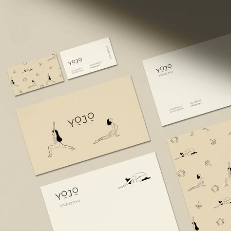 Visual Identity for yoga studio on Behance Yoga Branding Design, Pilates Logo, Yoga Logo Design, Studio Pilates, Yoga Studio Design, Yoga Cards, Yoga Branding, Yoga Business, Yoga Logo