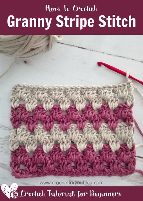 Crochet Granny Stripe Stitch Tutorial Granny Stripe Stitch, Granny Stripe Crochet, Crochet Granny Stitch, Squares Design, Granny Stripe, Squares Crochet, Stripe Crochet, Granny Stitch, Crochet Hack