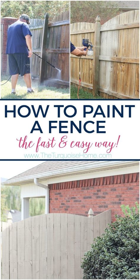 Fence Concrete, Painted Wood Fence, Fence Paint Colours, Fence Stain, Easy Home Improvement, Diy Home Projects, Backyard Fence, Diy Fence, Cedar Fence