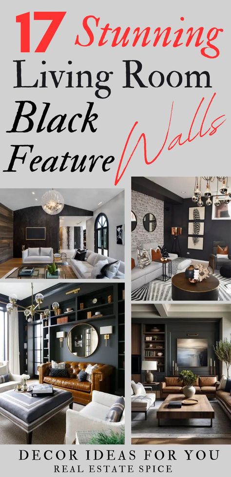 17 BEST Living Room Black Accent Wall DESIGN STYLES via @https://www.pinterest.com/realestatespice/_created/ Dark Great Room Walls, Black Wall House Interiors, Black Woodwork Living Room, White Living Room With Black Accent Wall, Black Wood Panel Wall Living Room, Black Walls In Dining Room, Black Accent Living Room Wall, Living Rooms With Black Fireplaces, Black Wall Ideas Living Room