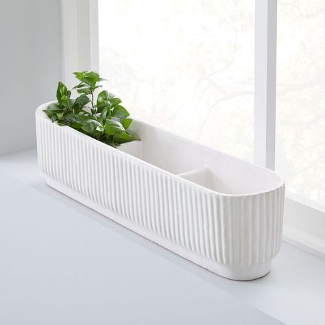 Windowsill Planter Indoor, Window Planter Boxes Indoor, Living Room Windowsill Decor, Window Planters Indoor, Herbs In Kitchen Window, Indoor Herb Garden Diy Kitchens, Indoor Window Sill Planter, Indoor Planters Pots Living Rooms, Kitchen Herb Garden Ideas