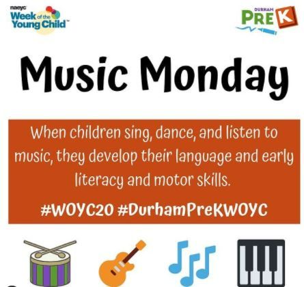 Week of the Young Child: Music Monday | Durham PreK Week Of The Young Child, Music Monday, Music Together, Music Learning, Preschool Music, Pre K Activities, Pre Kindergarten, Class Room