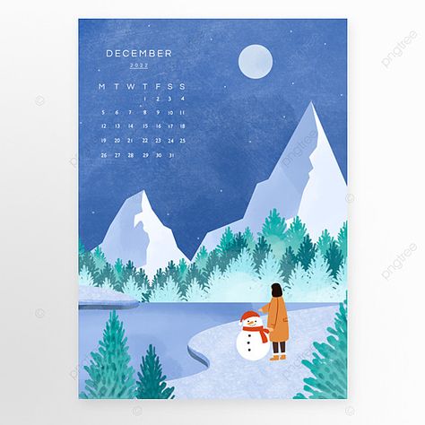 Calendar Landscape, Blue Calendar, Watercolor Calendar, Calendar Background, Calendar Design Template, Landscape Calendar, Landscape Blue, December Calendar, Summer Poster