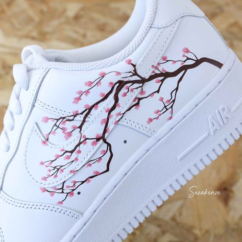 Pink cherry blossom 🌸 #customshoes #customsneakers #sakura #nikecustom #airforce1custom #nikeaf1 #customaf1 #art #sakuracherryblossom #cherryblossom #japanart #paint #handdrawn Nike Air Force 1 Custom, Nike Air Force One, Custom Kicks, Air Force 1 Custom, Custom Air Force 1, Air Force One, Sakura Cherry Blossom, Force One, Blossom Design