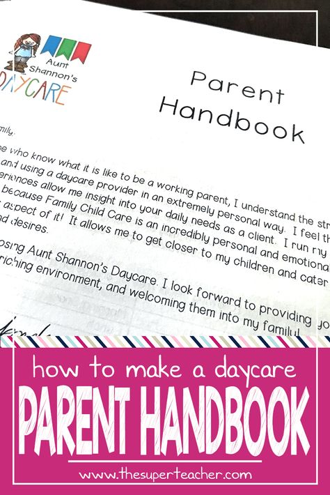 Parent Handbook Daycare, Daycare Policy Handbook, Daycare Handbook, Daycare Paperwork, Opening A Daycare, Daycare Setup, Daycare Business Plan, Daycare Rooms, Daycare Organization