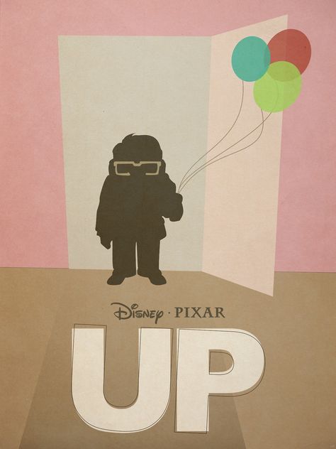 Movie Poster  Cinema Poster Design Up Up Poster Pixar, Movie Poster Illustration Design, Minimalist Movie Posters Disney, Up Minimalist Poster, Movie Poster Graphic Design, Up Movie Poster, Cartoon Minimalist, Movie Poster Project, Manifesto Film