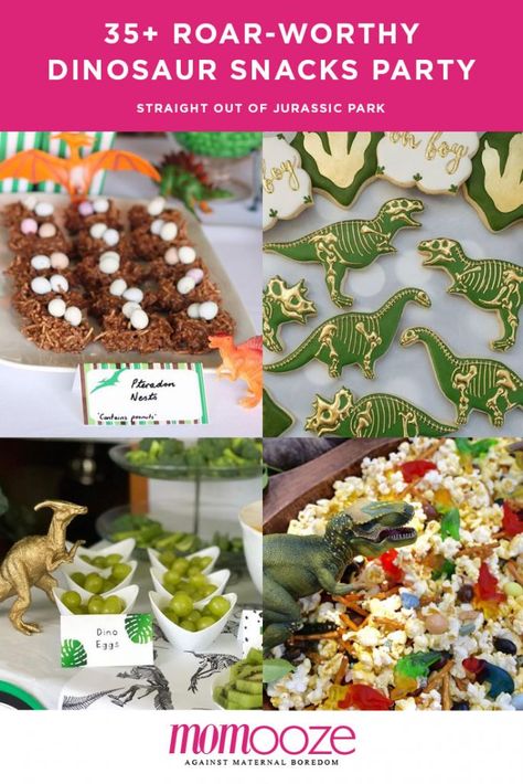 35+ Roar-Worthy Dinosaur Snacks Party Ideas Straight out of Jurassic Park | momooze.com Dinosaur Theme Snacks Preschool, Dinosaur Themed Meals, Dino Party Favor Ideas, Dinosaur Breakfast Ideas, Dinosaur Themed Snacks, Dinofour Birthday, Snacks Party Ideas, Dinosaur Party Food Ideas, Fête Jurassic Park