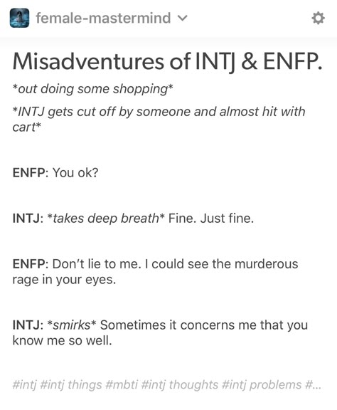 Enfp Male X Intj Female, Enfp X Intj Meme, Enfp Female, Intj Scorpio, Intj Funny, Intj And Enfp, Enfp X Intj, Enfp Intj, Intj Problems