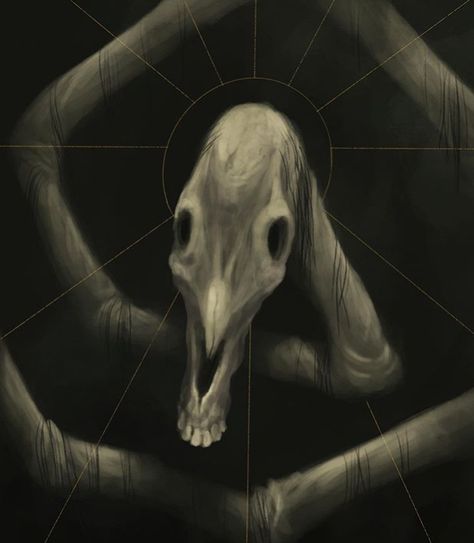 Trevor Henderson, Horse Skull, Ancient Drawings, Creepy Images, Creepy Pictures, Cave Paintings, Urban Legends, Scary Art, Creepy Art