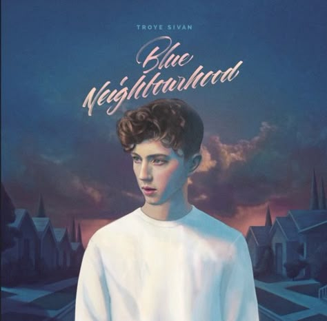 Troye Sivan Album, Neighbourhood Wallpaper, Troye Sivan Blue Neighbourhood, Blue Neighborhood, Blue Neighbourhood, Cool Album Covers, Music Album Art, Alessia Cara, Blue Artwork