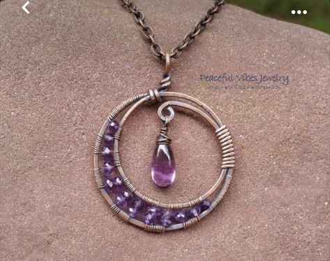 Purple Crescent Moon, Etsy Necklace, Wire Wrapped Stone Jewelry, Wire Wrap Jewelry Designs, Wire Wrapped Jewelry Diy, Wire Jewelry Designs, Crescent Moon Pendant, Diy Wire Jewelry, Wire Work Jewelry