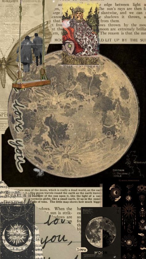 Vintage Moon Wallpaper, Moon Collage Aesthetic, Moon Collage Wallpaper, Vintage Moon Aesthetic, Moon Vintage Aesthetic, Aesthetic Artsy Wallpaper, Moon Vintage Poster, Moony Aesthetic, Moon Wallpaper Aesthetic