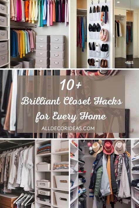 Transform your closet into a perfectly organized space with these 10+ Brilliant Closet Hacks for Every Home. Maximize storage by incorporating tiered hangers, clear bins, and adjustable shelving. Use vertical space effectively with over-the-door organizers or ceiling-mounted racks. Label baskets for easy sorting, and invest in slim velvet hangers to save space while maintaining garment quality. Add drawer dividers for small accessories, and include hooks or rods for belts and scarves. For shoes, opt for stackable racks or under-bed storage. These practical and stylish solutions keep your closet clutter-free and functional.