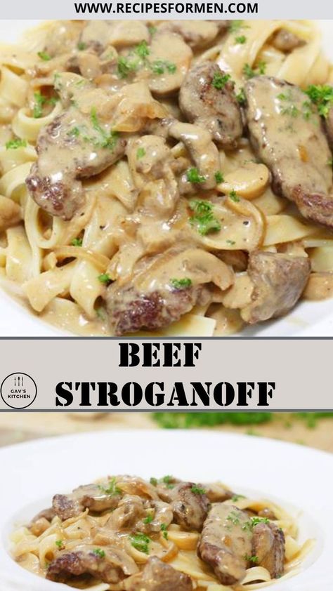 authentic beef stroganoff Beef Stroganoff With Filet Mignon, Beef Stroganoff With Sherry, Homemade Ground Beef Stroganoff, Easy Beef Stroganoff With Stew Meat, Beef Stroganoff With Heavy Cream, Easy Beef Stroganoff Recipe, Beef Stroganoff With Cream Of Mushroom, Lamb Stroganoff Recipe, Beef Stroganoff Without Mushrooms