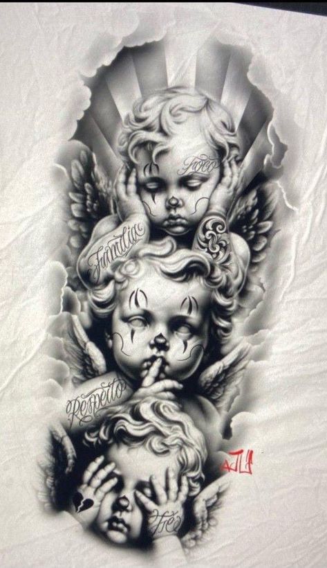 Xo Tattoo, Chicanas Tattoo, Chicano Tattoos Sleeve, Cherub Tattoo, Realistic Tattoo Sleeve, Gangsta Tattoos, Chicano Style Tattoo, Chicano Tattoos, Woman Tattoo