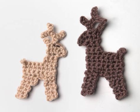 Rain deer applique Appliques Au Crochet, Crochet Reindeer, Crochet Embellishments, Crochet Deer, Crochet Xmas, Crochet Ornaments, Holiday Crochet, Christmas Crochet Patterns, Crochet Applique