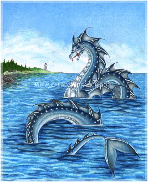 Gargouille--Dragon-Serpent Cove by Sandra Staple Sea Serpent Drawing, Sea Myths, Sea Serpent Art, Sea Serpent Tattoo, Sea Monster Drawing, Serpent Drawing, Aquatic Dragon, Drawing Assignments, Airbnb Cottage