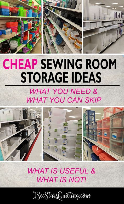 Cheap Sewing Room Storage ⋆ I See Stars Quilting Sewing Room Storage Ideas, Room Storage Ideas, Sewing Room Inspiration, Sewing Room Storage, Sewing Room Design, Sewing Storage, Sewing Room Organization, Quilting Room, Sewing Space