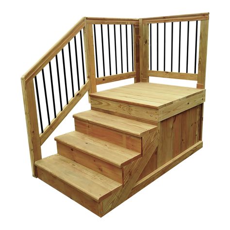 Stairs For Mobile Home, Mobile Home Stairs, Mobile Home Steps, Pool Ladders, Deck Handrail, Camper Steps, Wood Deck Railing, Deck Stair Railing, Porch Stairs