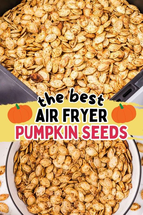 Grab your ingredients and get ready for your Air Fryer Pumpkin Seeds to go from plain to perfectly roasted in 30 minutes! This easy air fryer recipe creates a crispy, crunchy, healthy snack that you can season with a variety of sweet or savory spices. Appetizers Air Fryer, Air Fryer Pumpkin Seeds, Pumpkin Seed Recipes Roasted, Homemade Pumpkin Seeds, Air Fryer Pumpkin, Air Fryer Recipes Chicken Tenders, Air Fryer Recipes Healthy Low Carb, Air Fryer Recipes Keto, Snacks And Appetizers